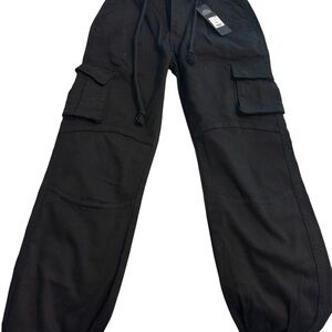 Fashion Nova Black Cargo Jogger Pants - Women's